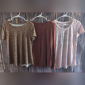 Maurices Brown, Rust, and Pink Women's Tops Trio Size Small